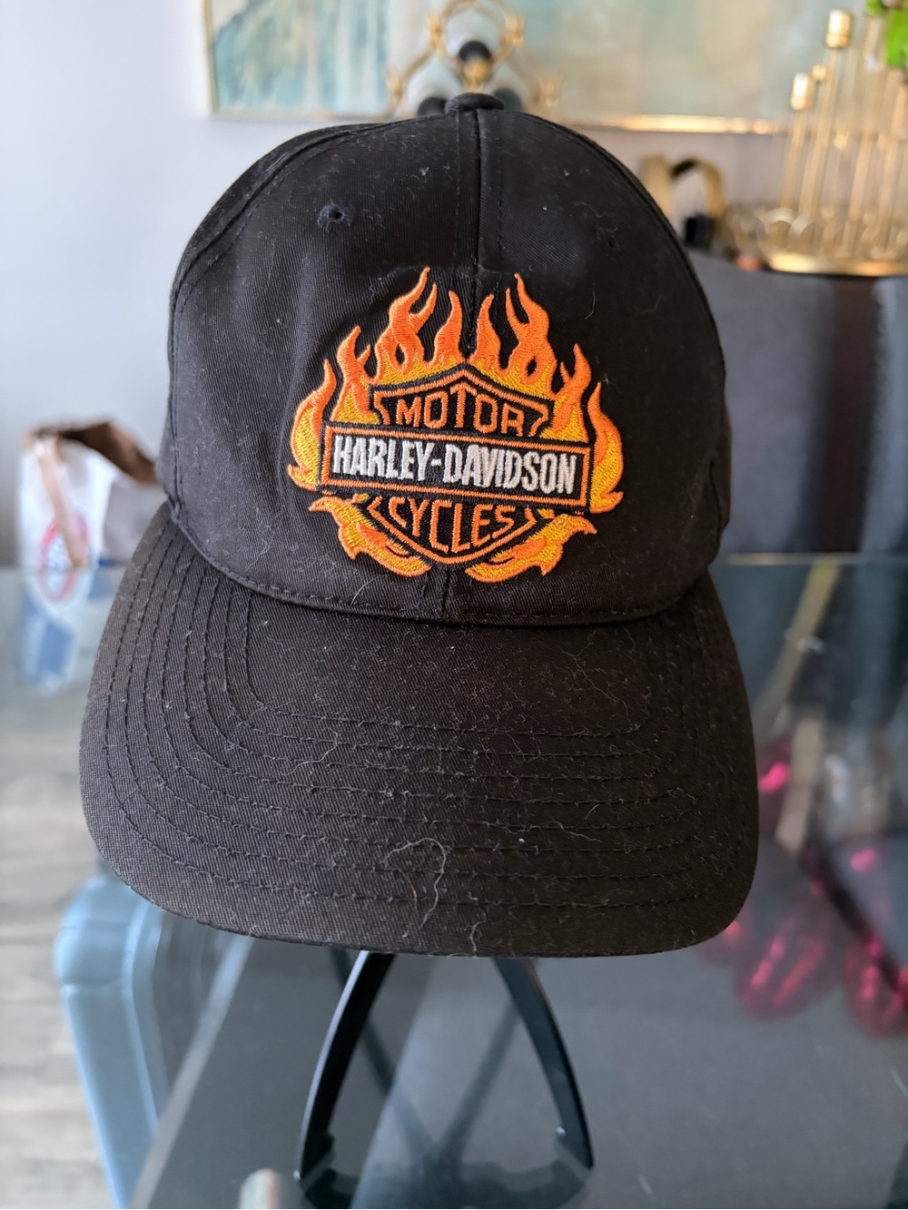 Harley Davidson Mens Snap Back Hat Flame Vintage Cap Adjustable Strap